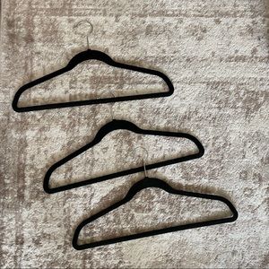 Lot of 3 Black Velvet Hangers Soft Wood Clotheshanger Bundle